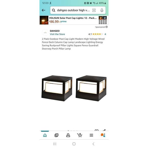 2 pack post lights for outdoor landscape, High voltage - Picture 1 of 3